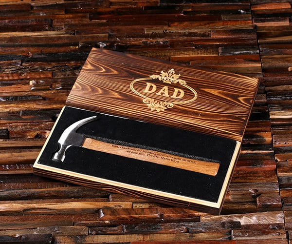 Personalized Hammer Hardware Tool with Keepsake Wood Box