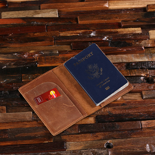 Personalized Leather Passport & Travel Document Wallet