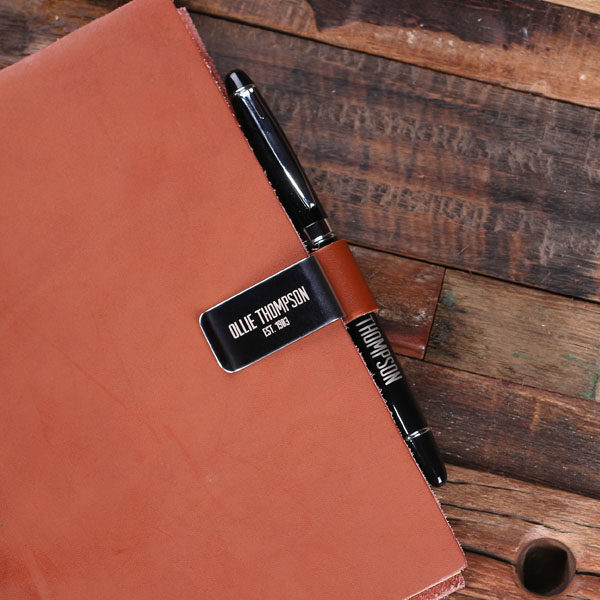 Personalized Pen & Pen Holder Clipped on a Notebook T-025312