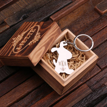 Personalized Polished Stainless Steel Dog Key Chain & Box T-025094
