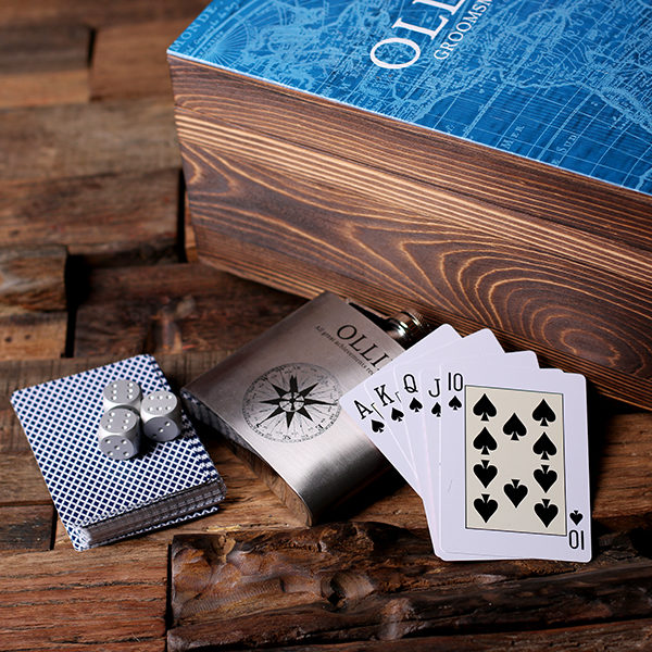 Standard Personalized Flasks & Poker Cards Gambling Gift Set T-025347
