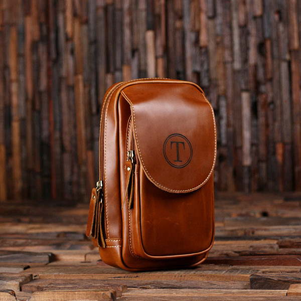 Travel Shaving Bag Personalized Genuine Leather Dopp Kit T-025460