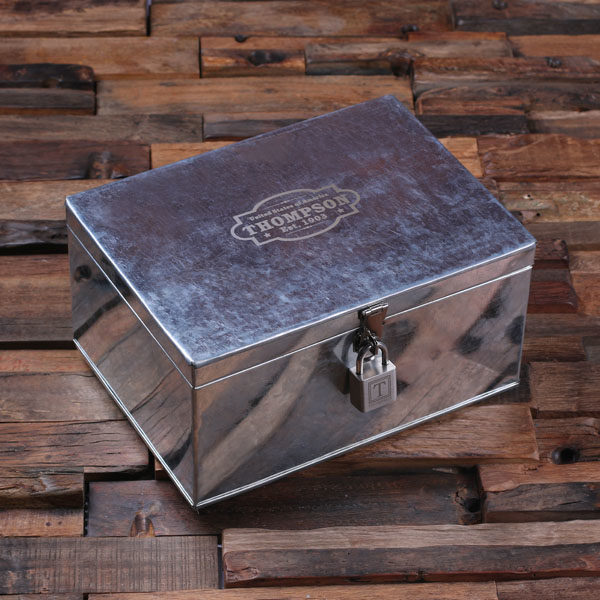 Whiskey Decanter Set Steel Lock Box T-025303