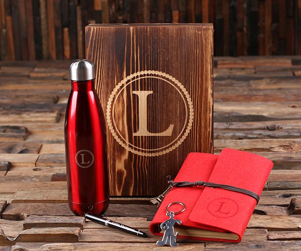 5-Pc. Personalized Travel Journal Gift Set for Her in Red