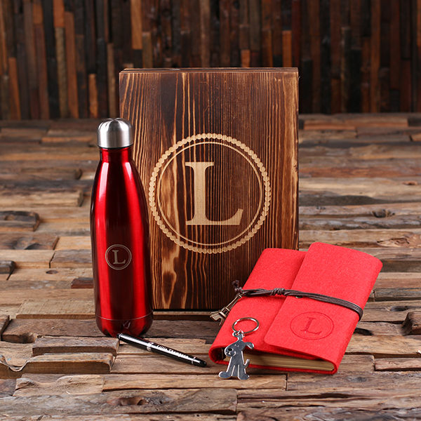 5-Pc. Personalized Travel Journal Gift Set for Her in Red