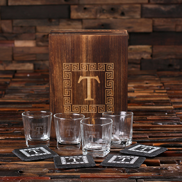 Dark side whiskey glasses set in box personalized
