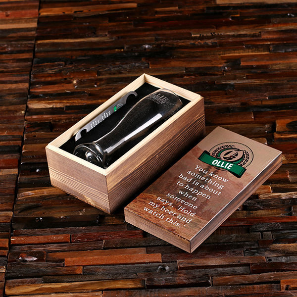 Customized Beer Pint Glass, Bottle Opener & Beer Quote Box