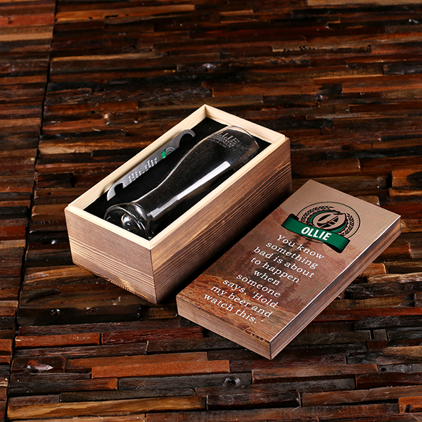 Customized Beer Pint Glass, Bottle Opener & Beer Quote Box T-025575 Customized Beer Pint Glass, Bottle Opener & Beer Quote Box