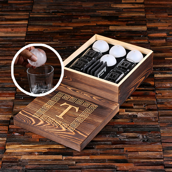 Custom Whiskey Glasses, Ice Balls, Coasters & Wood Box Set - Teals Prairie  & Co.®