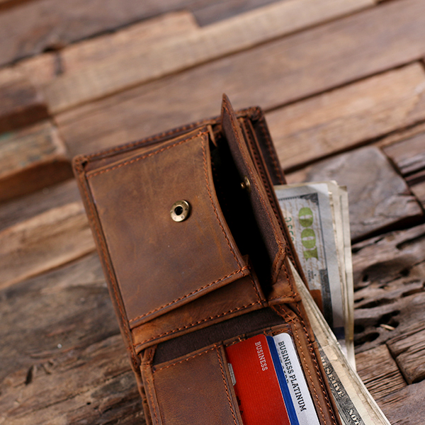 Men's Monogram Wallet with Snap Coin Pouch and Keepsake Box Teals