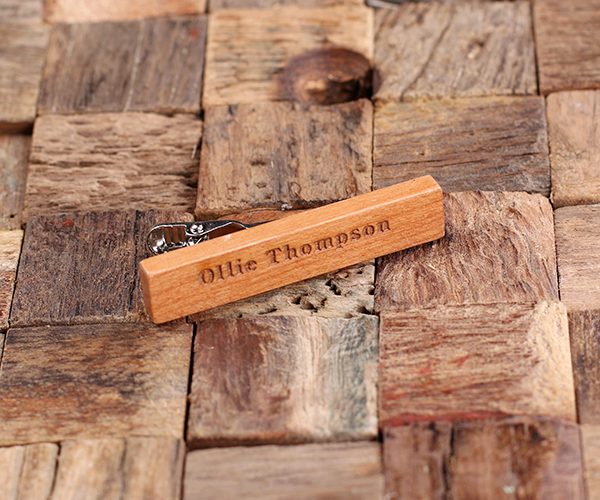 Personalized Men’s Classic Wood Tie Clip Cherry Wood
