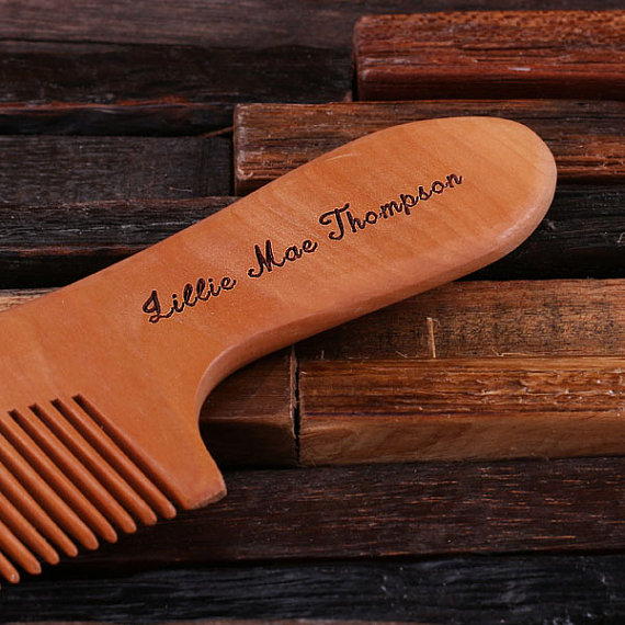 Personalized Engraved Natural Hardwood Hair Comb T-024210