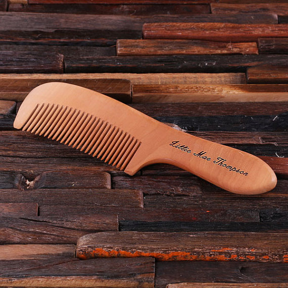 Personalized Engraved Natural Hardwood Hair Comb T-024210