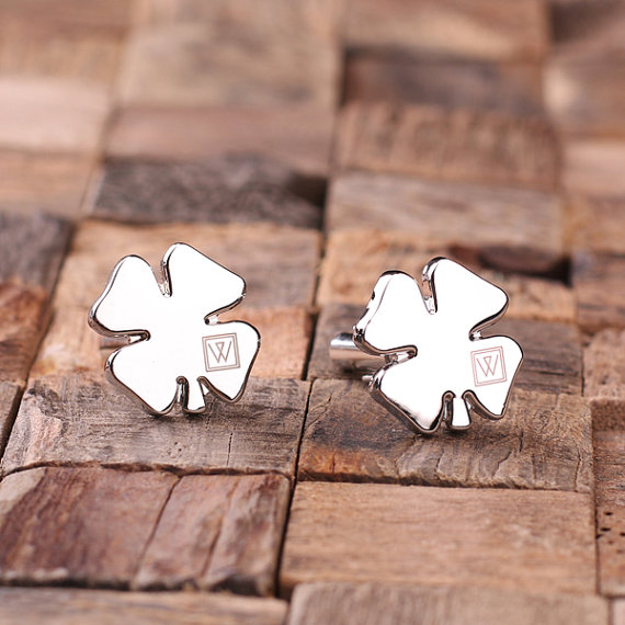 Personalized Engraved Shamrock Cuff Link Set T-025065