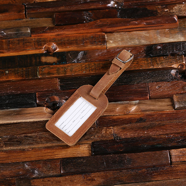Personalized Leather Luggage Travel Tag with Custom Engraving