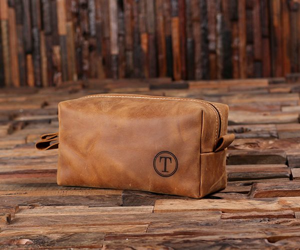 Personalized Leather Toiletry Bag, Dopp Kit, Leather Shaving Kit, Boy Friend Gift with Box