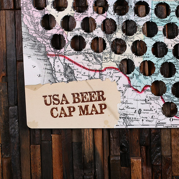 Personalized Vintage USA Beer Cap Map Man Cave Groomsmen Dorm Room Beer Cap Holder