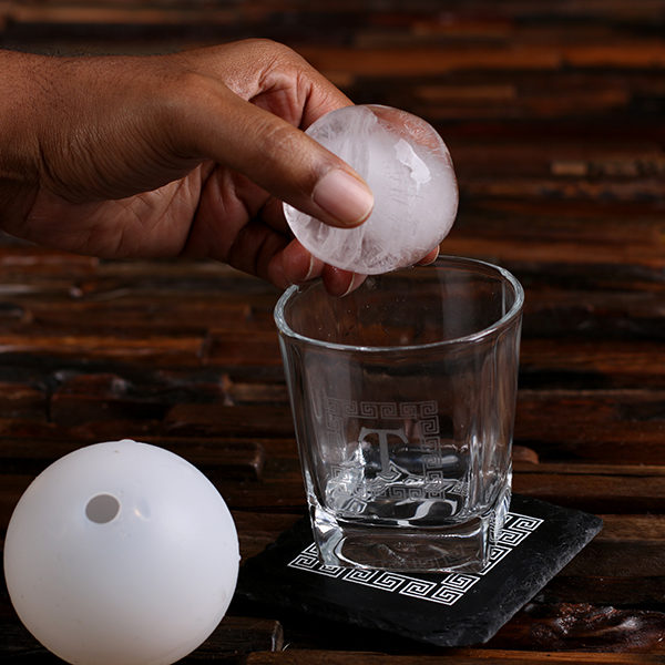 Personalized Whiskey Decanter, Glass, Ice Ball & Coaster Set