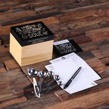 Chef's Personalized Recipe Card Gift Box & Cooking Tools - Style 1 in Black