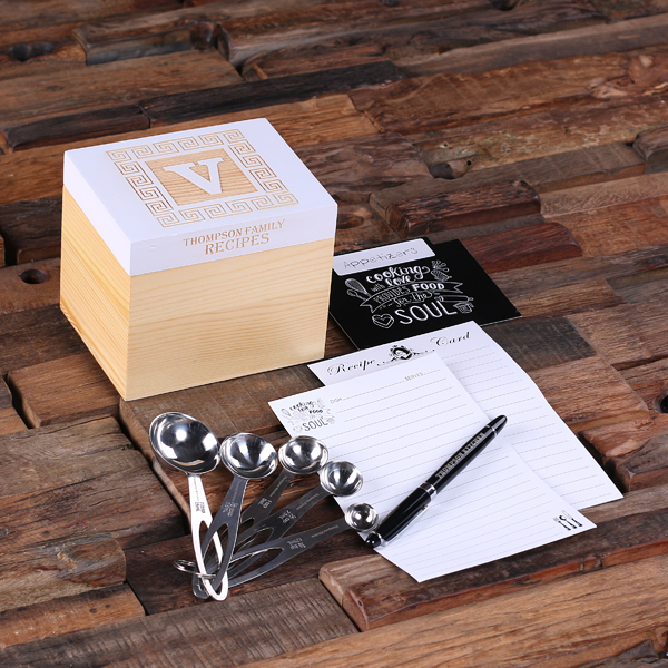 Chef's Personalized Recipe Card Gift Box & Cooking Tools - Style 2 in White T-025327 Chef's Personalized Recipe Card Gift Box & Cooking Tools - Style 2 in White