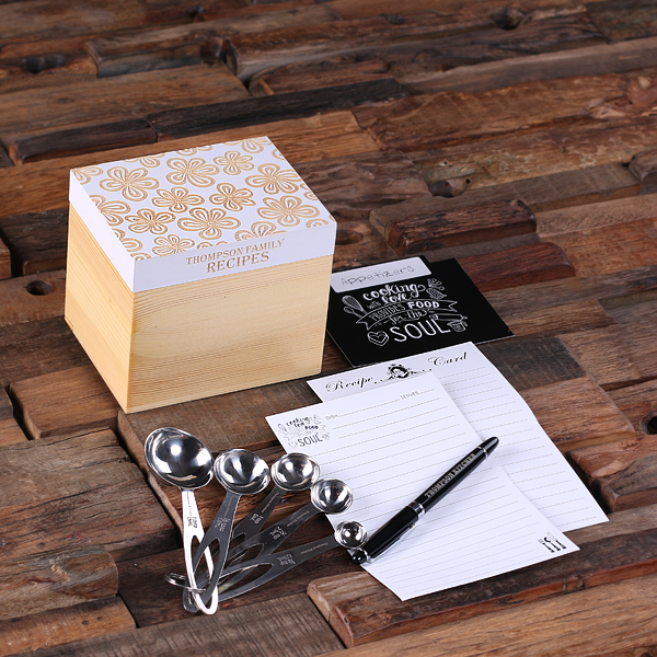 Chef's Personalized Recipe Card Gift Box & Cooking Tools - Style 6 in White T-025327 Chef's Personalized Recipe Card Gift Box & Cooking Tools - Style 6 in White
