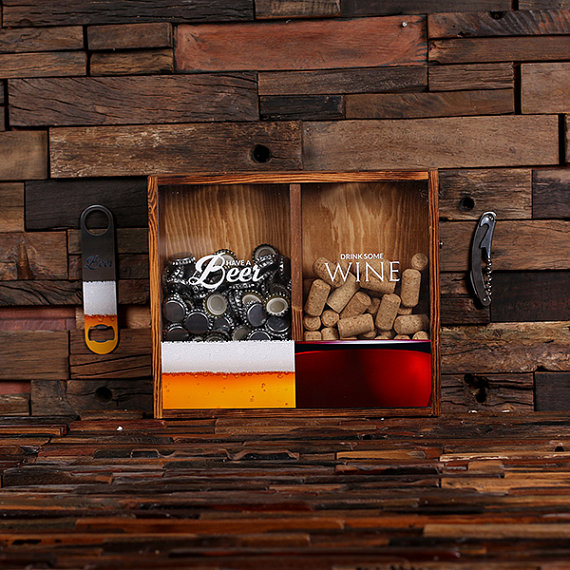 Personalized Beer Cap & Wine Cork Holder - Drinks Print Front T-025335-B