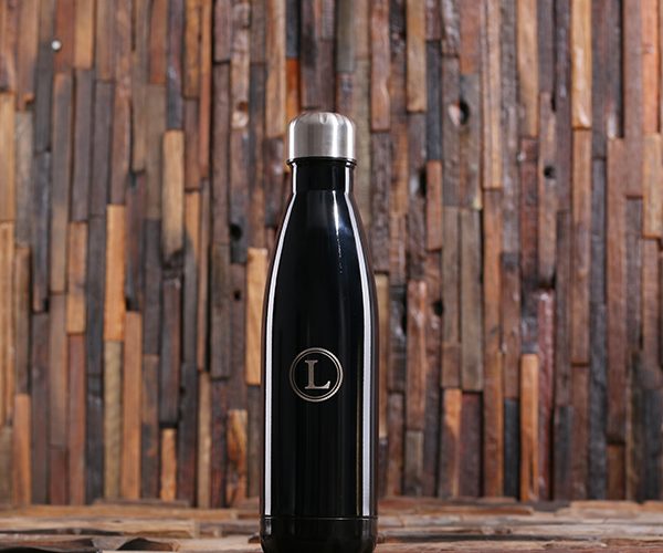 Personalized Water Bottle with Monogram in Black T-025380-Black