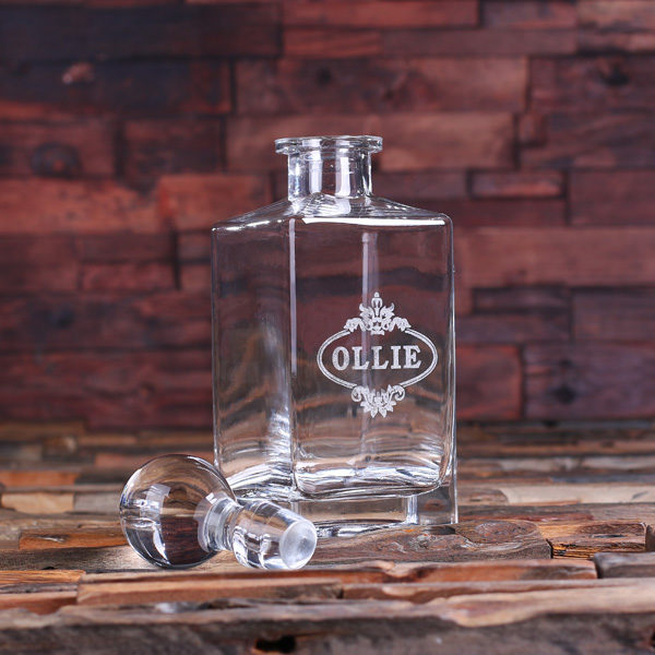 Personalized Whiskey Decanter with Round Stopper T-025283
