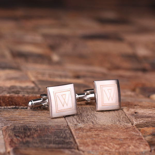 Classic Square Personalized Engraved Cuff Links T-025058