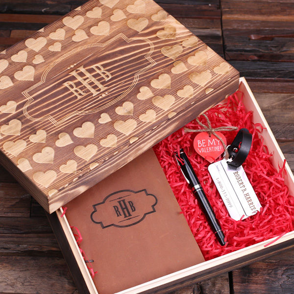 Custom Valentine’s Day Leather Journal, Luggage Tag & Pen Set T-025109