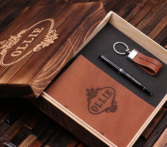 Men’s Personalized Gift Set Journal, Key Chain, Pen & Box T-024970