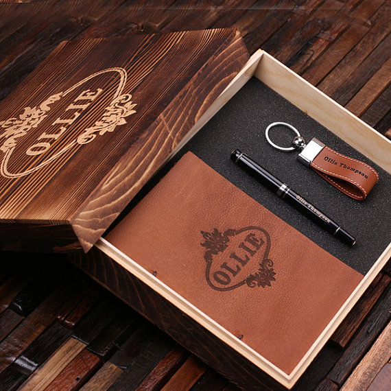Men’s Personalized Gift Set Journal, Key Chain, Pen & Box T-024970