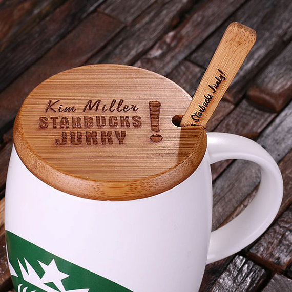 Personalized 16-oz White Starbucks Mug, Cover & Spoon T-024957-White