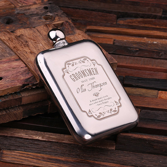 Personalized 6-oz Stainless Steel Flask Engraved T-024981