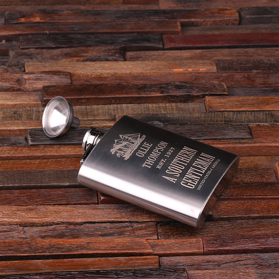 Personalized 7-oz Stainless Steel Flask Close Up T-024982