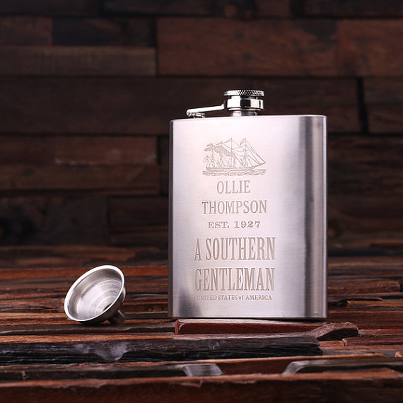 Personalized 7-oz Stainless Steel Flask & Funnel T-024982