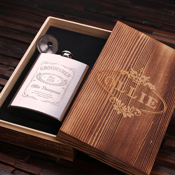 Personalized 8-oz Stainless Steel Flask & Keepsake Gift Box T-024986