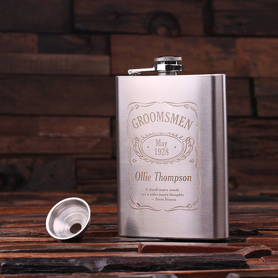 Personalized 8-oz Stainless Steel Flask T-024986