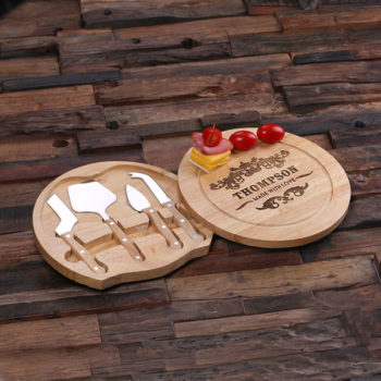 Personalized Bamboo Serving Tray Cheese Board & Knife Set T-025212