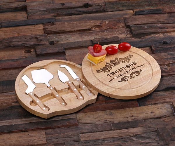 Personalized Bamboo Serving Tray Cheese Board & Knife Set T-025212