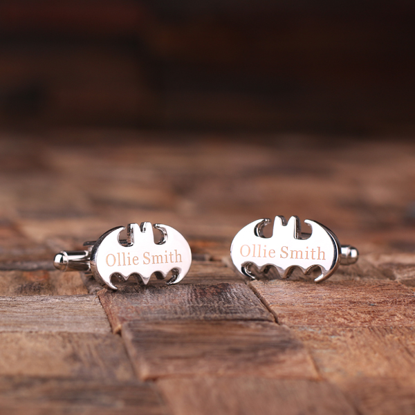 Personalized Batman Cuff Links with Custom Engraving T-025057 Personalized Batman Cuff Links with Custom Engraving T-025057