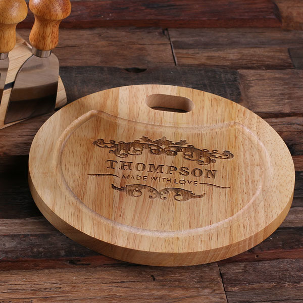 Personalized Cheese Serving Tray Closeup T-025211