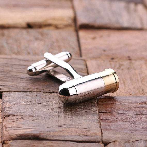 Personalized Engraved Bullet Cuff Link Close Up T-025087