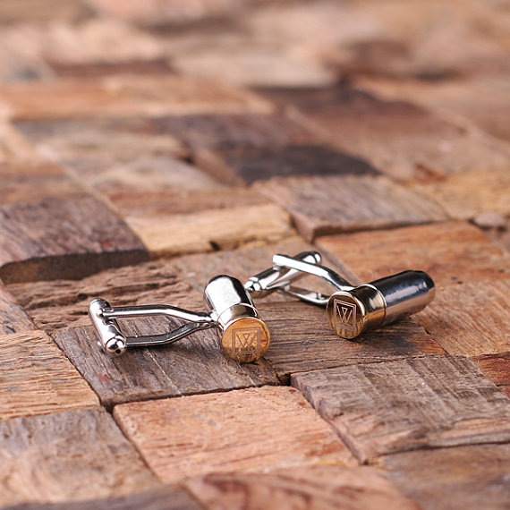 Personalized Engraved Bullet Cuff Link Set Details T-025087