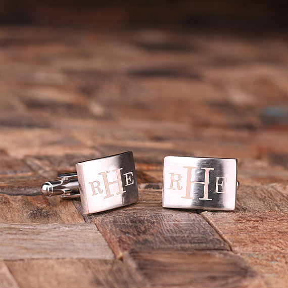 Personalized Engraved Classic Monogram Cuff Links T-025069