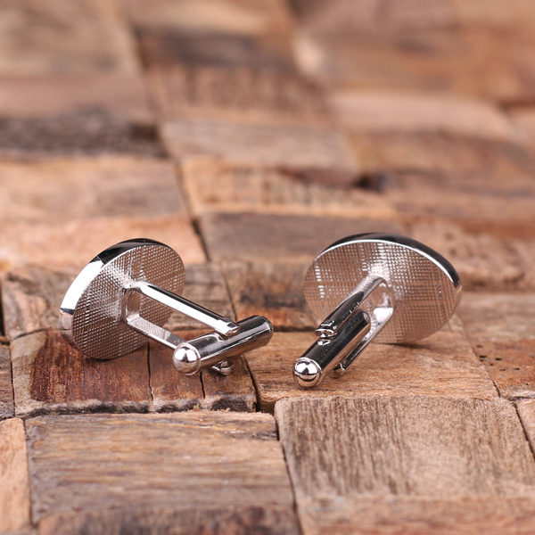 Personalized Engraved Classic Oval Cuff Link Set Back T-025054