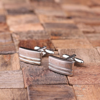 Personalized Engraved Classic Rectangular Cuff Link Set T-025053