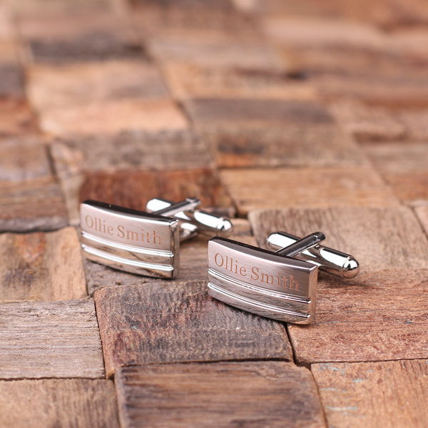 Personalized Engraved Classic Rectangular Cuff Link Set T-025053 Personalized Engraved Classic Rectangular Cuff Link Set T-025053