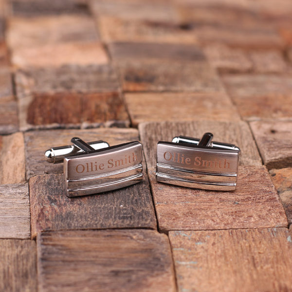 Personalized Engraved Classic Rectangular Cuff Links T-025053