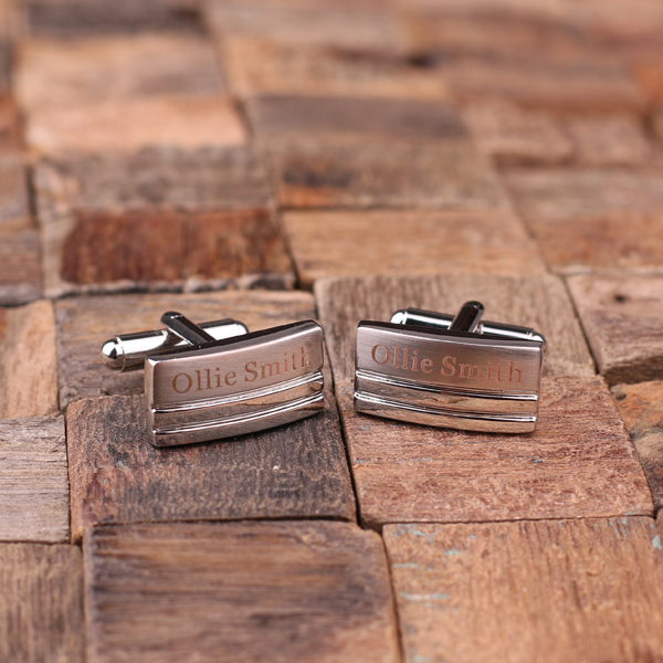 Personalized Engraved Classic Rectangular Cuff Links T-025053 Personalized Engraved Classic Rectangular Cuff Links T-025053